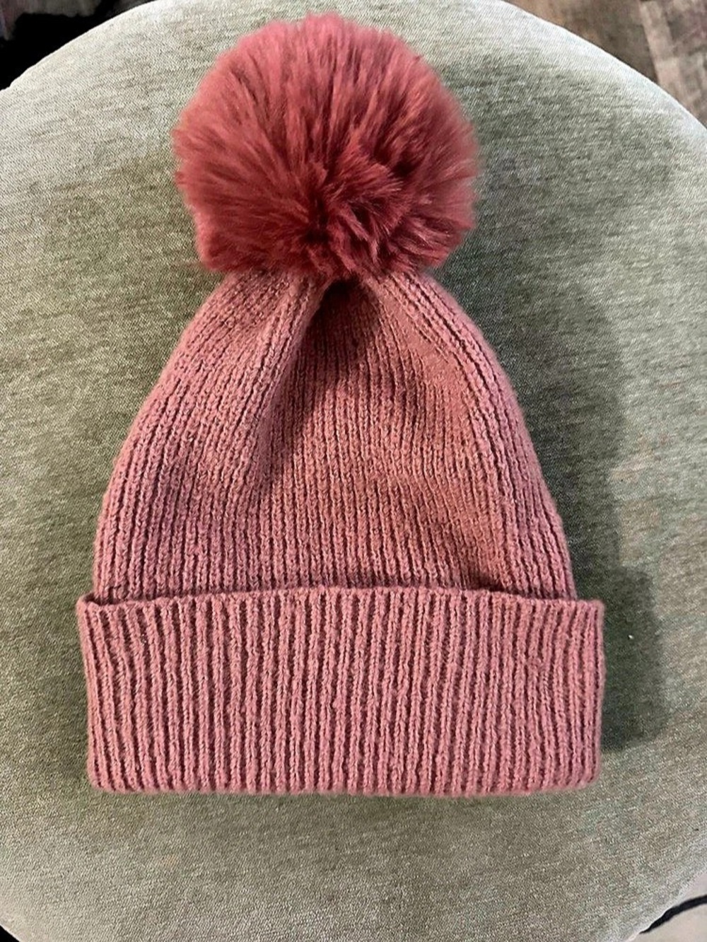 L.C. Lauren Conrad Pom-Pom Knit Beanie in Brown Like New